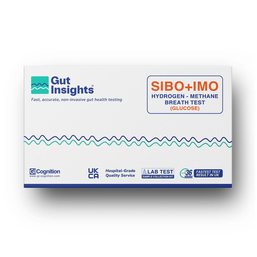 Sibo + imo glucose breath test - convenient home sample collection, lab test in the uk 1 SIBO and IMO glucose breath test home kit by GI Cognition UK